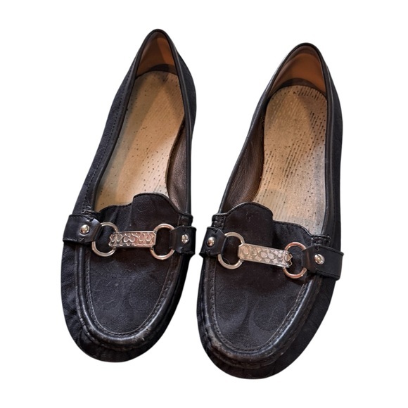 Elegant Black Coach logo Loafers - Picture 1 of 6